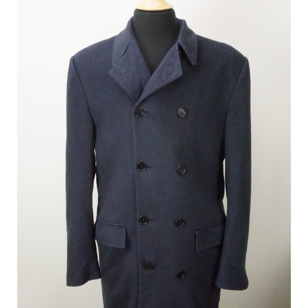 Kiton Blue Vicuna Blend Double Breasted Coat Jacket Sz 52EU 42US